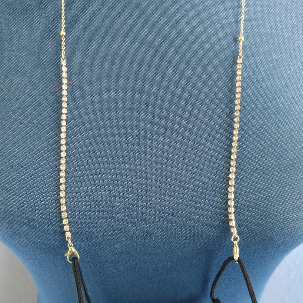 Gold Chain Rhinestone Mask / Glasses Lanya…